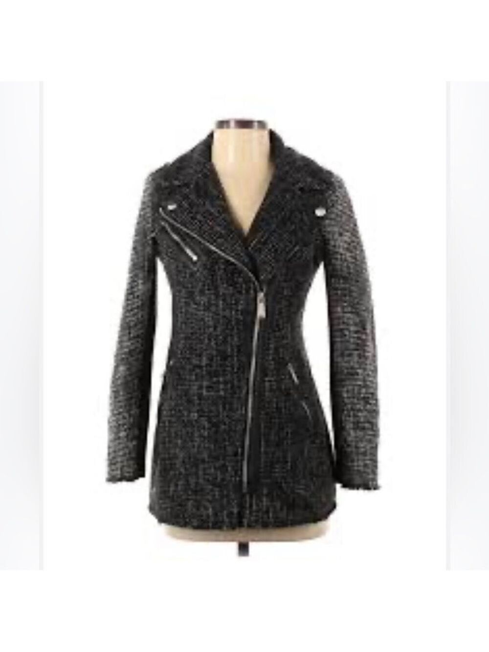 Women’s BCBG Black & White Woven Coat Size Small!